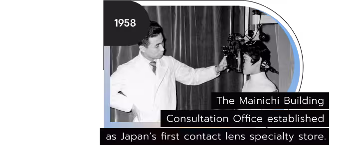 The Mainichi Building Consultation Office established as Japan's first contact lens specialty store.