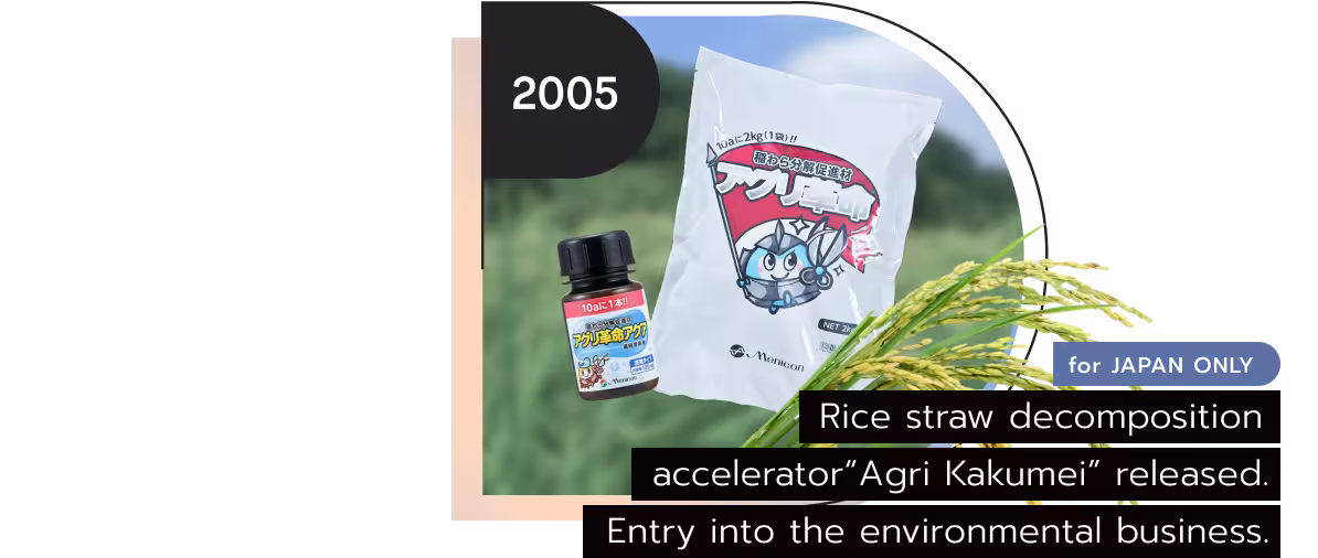 Rice straw decomposition accelerator "Agri Kakumei" released. Entry into the environmental business.